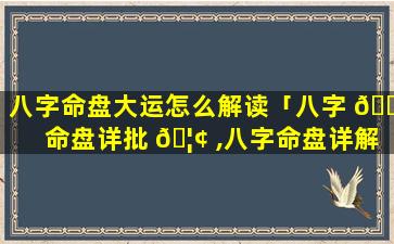 八字命盘大运怎么解读「八字 🍁 命盘详批 🦢 ,八字命盘详解」